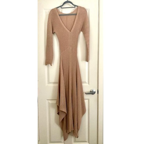 Asymmetrical Hem Metallic Knit Maxi Dress - Picture 3 of 3